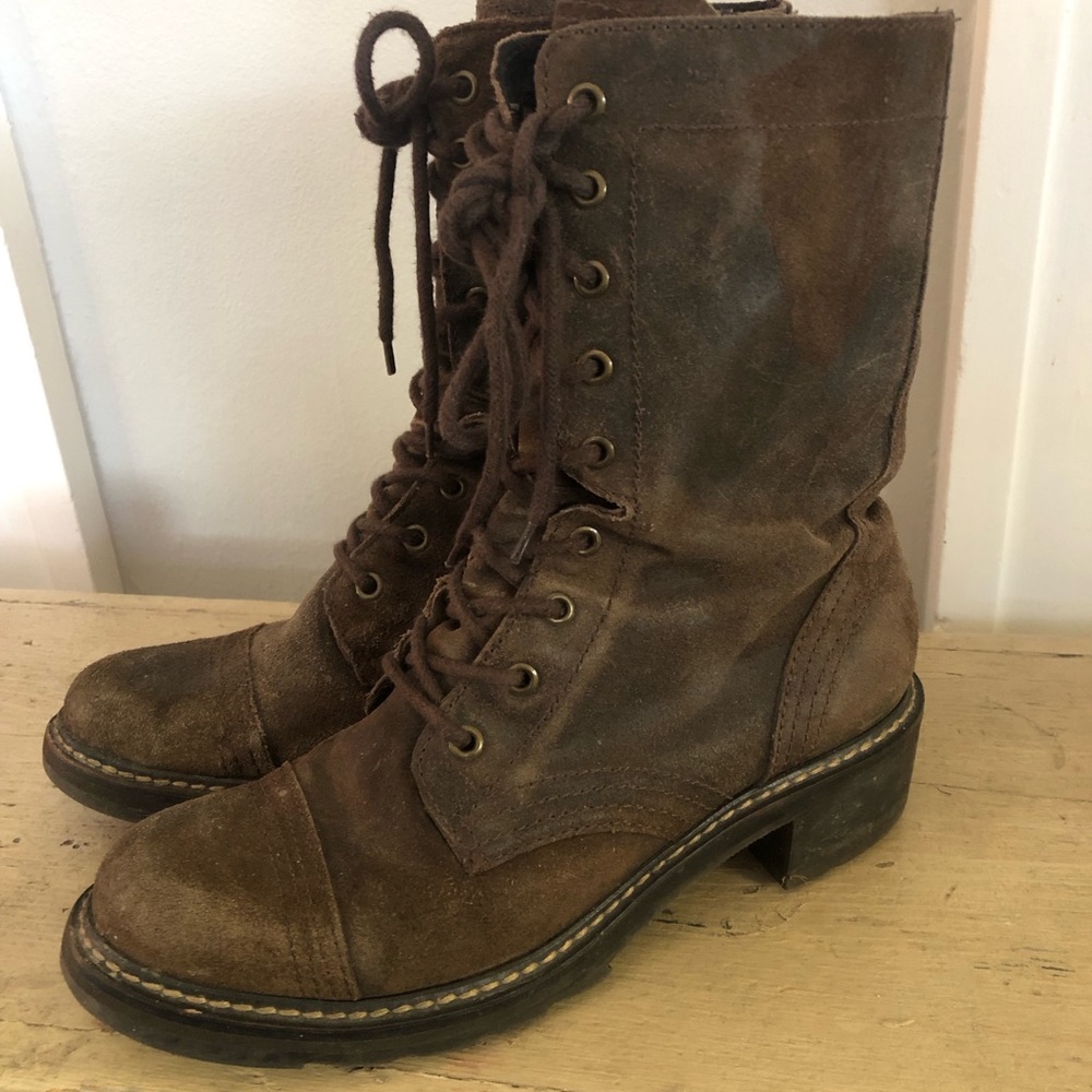 Rustic leather combat boots